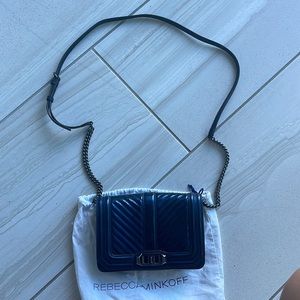 Rebecca Minkoff blue patent leather cross body bag